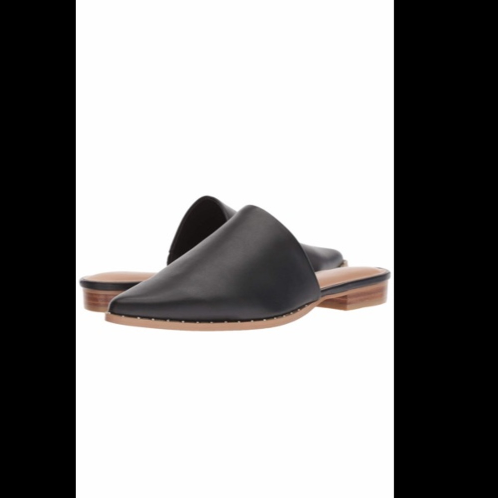 Revolve Black Slip-on mule flat with stud detail